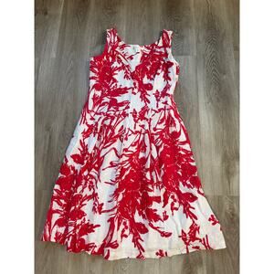 Coldwater Creek White & Red 100% Linen and cotton dress, women's size 10